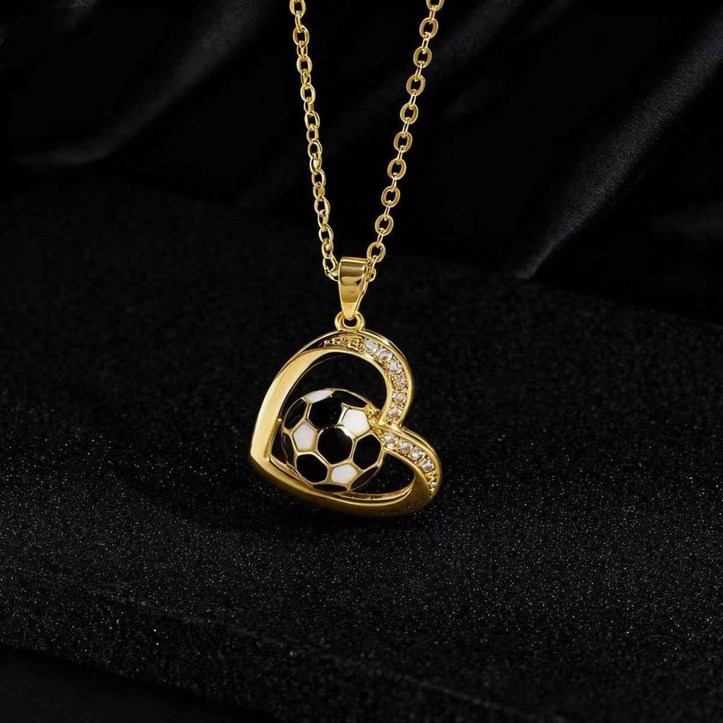 New 14K Gold Heart-Shaped Soccer Pendant Necklace