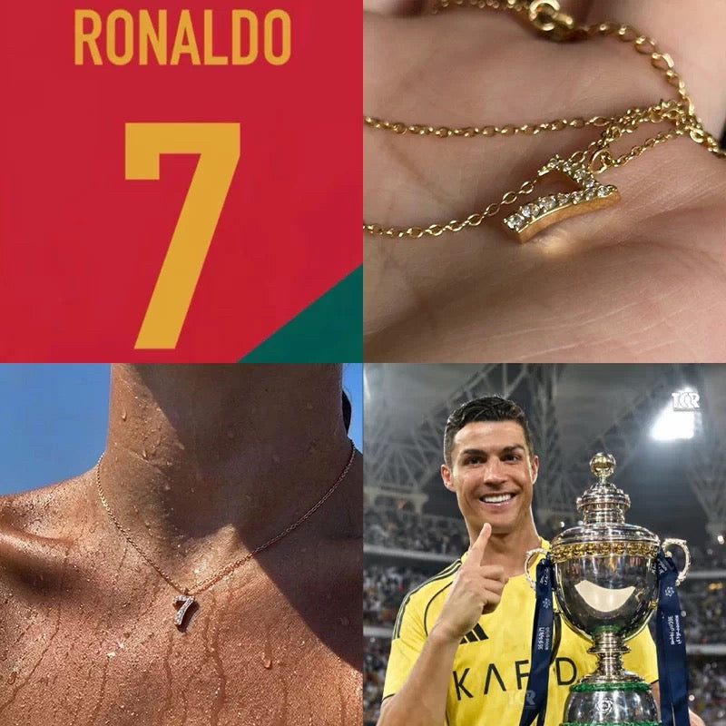 Cristiano Ronaldo-style 14K gold lucky number 7 necklace