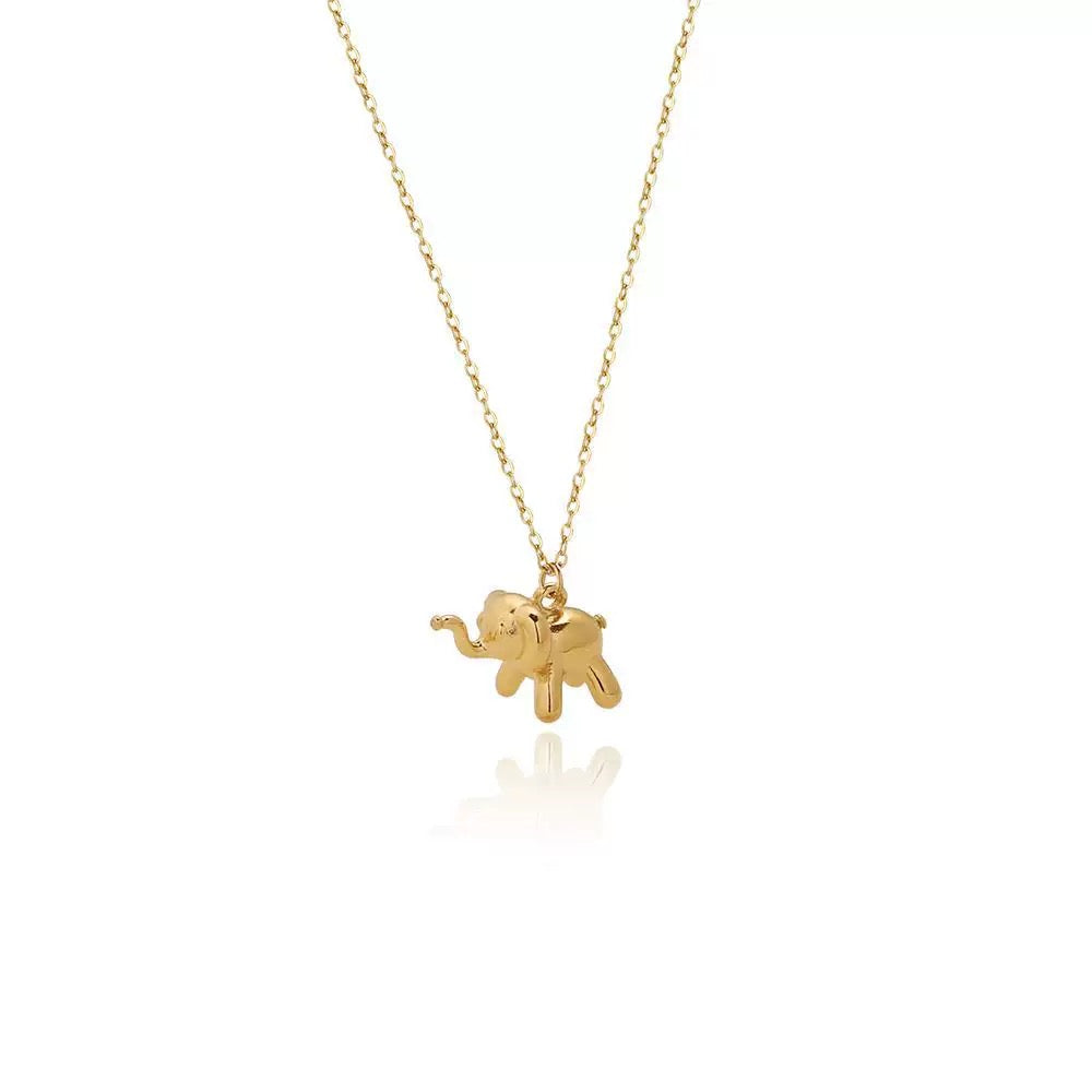 14K Gold Cartoon Elephant Lucky Collarbone Necklace