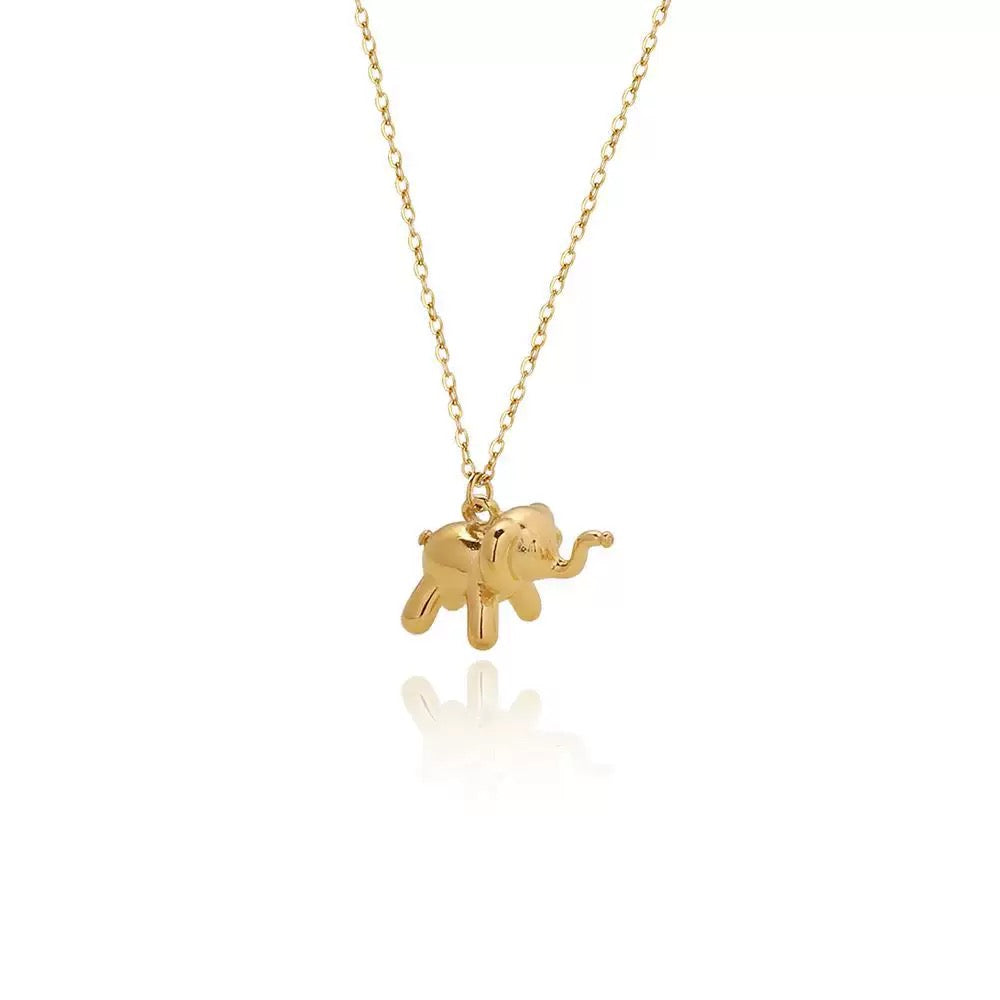 14K Gold Cartoon Elephant Lucky Collarbone Necklace