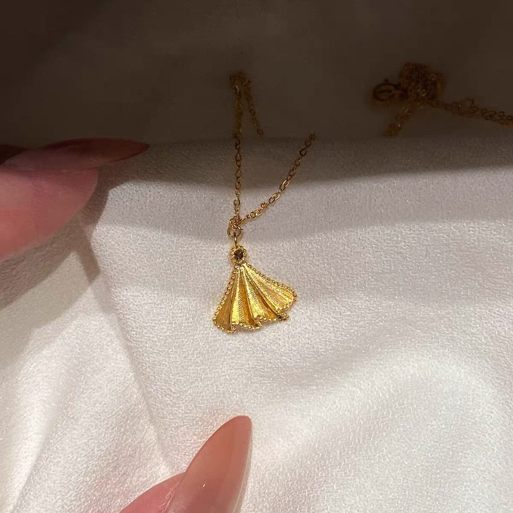 14K Gold Elegant "Little Dress" Pendant Necklace