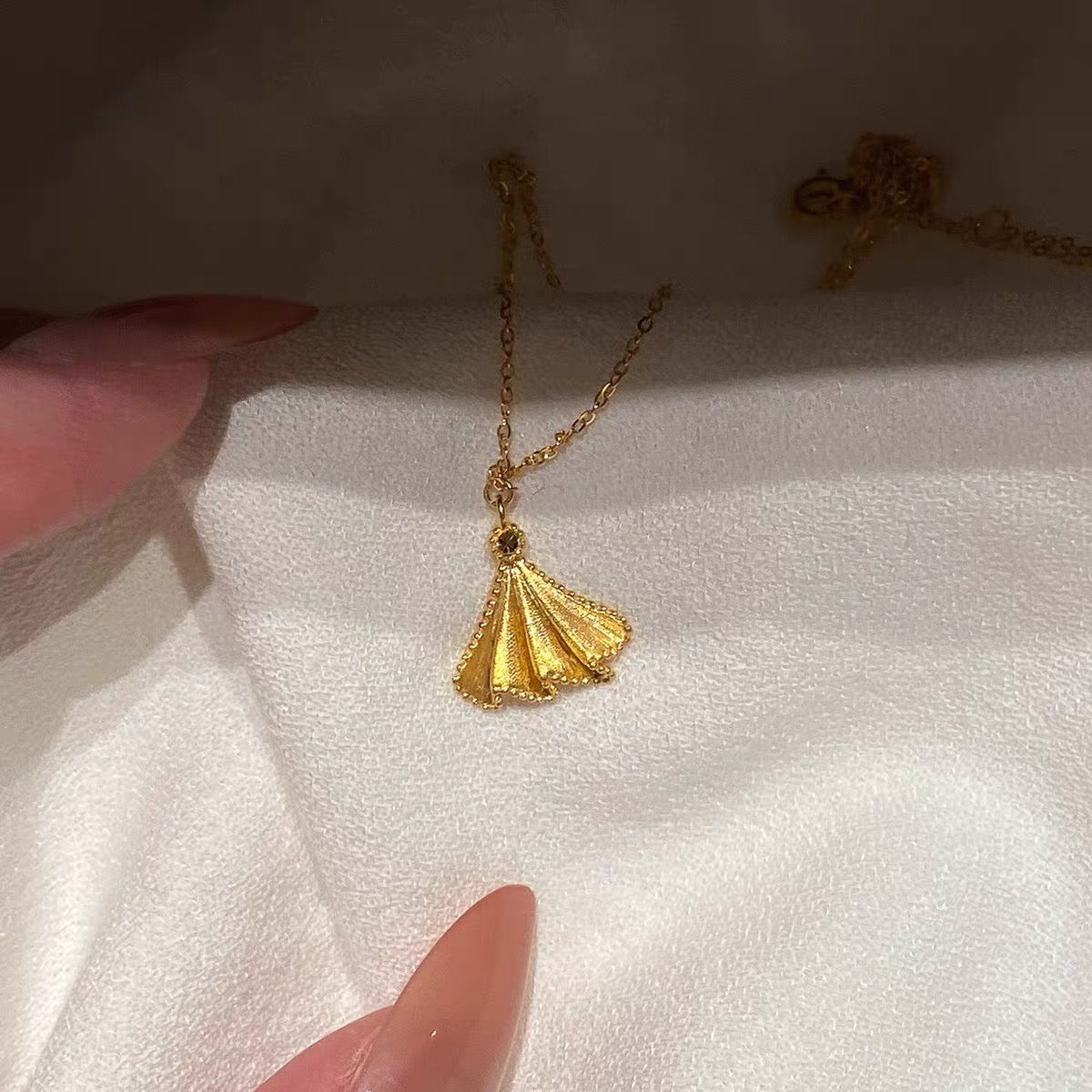 14K Gold Elegant "Little Dress" Pendant Necklace