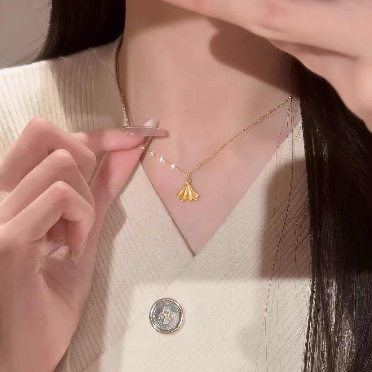 14K Gold Elegant "Little Dress" Pendant Necklace
