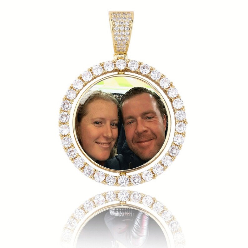 Custom Round Photo Rotating Reversible Necklace