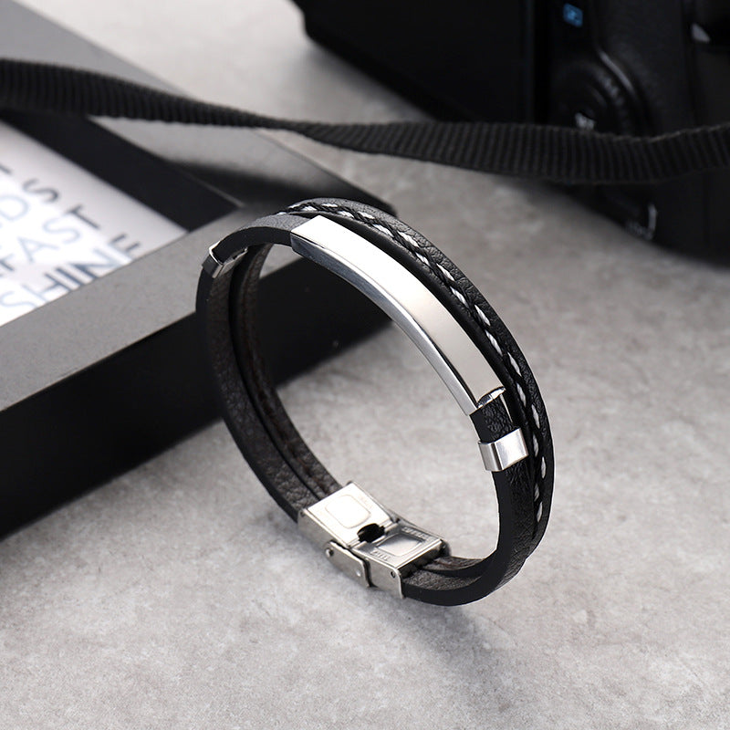 Personalized Braided Leather Bracelet