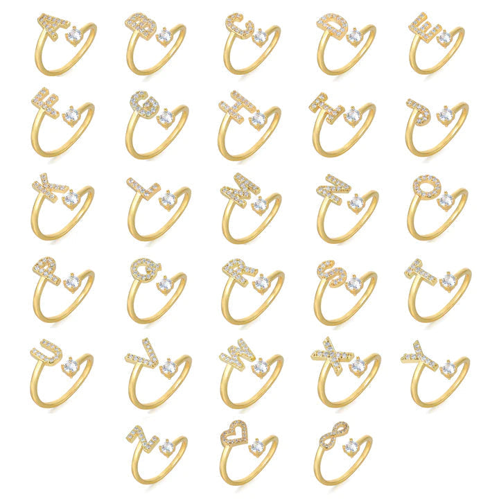 Letters Ring With Cubic Zirconia