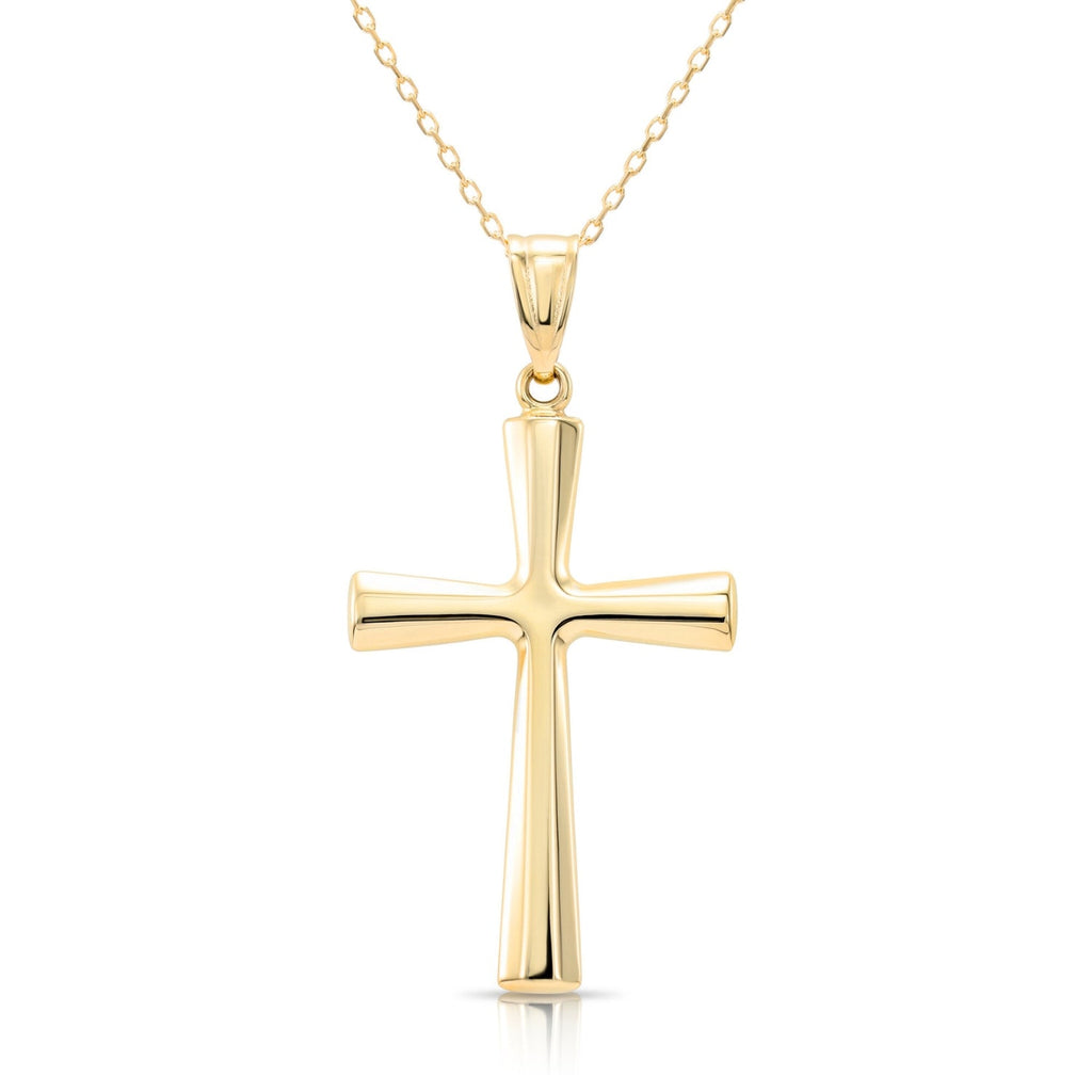 14K Gold Classic Cross Pendant. With 18 Cable Chain Necklace