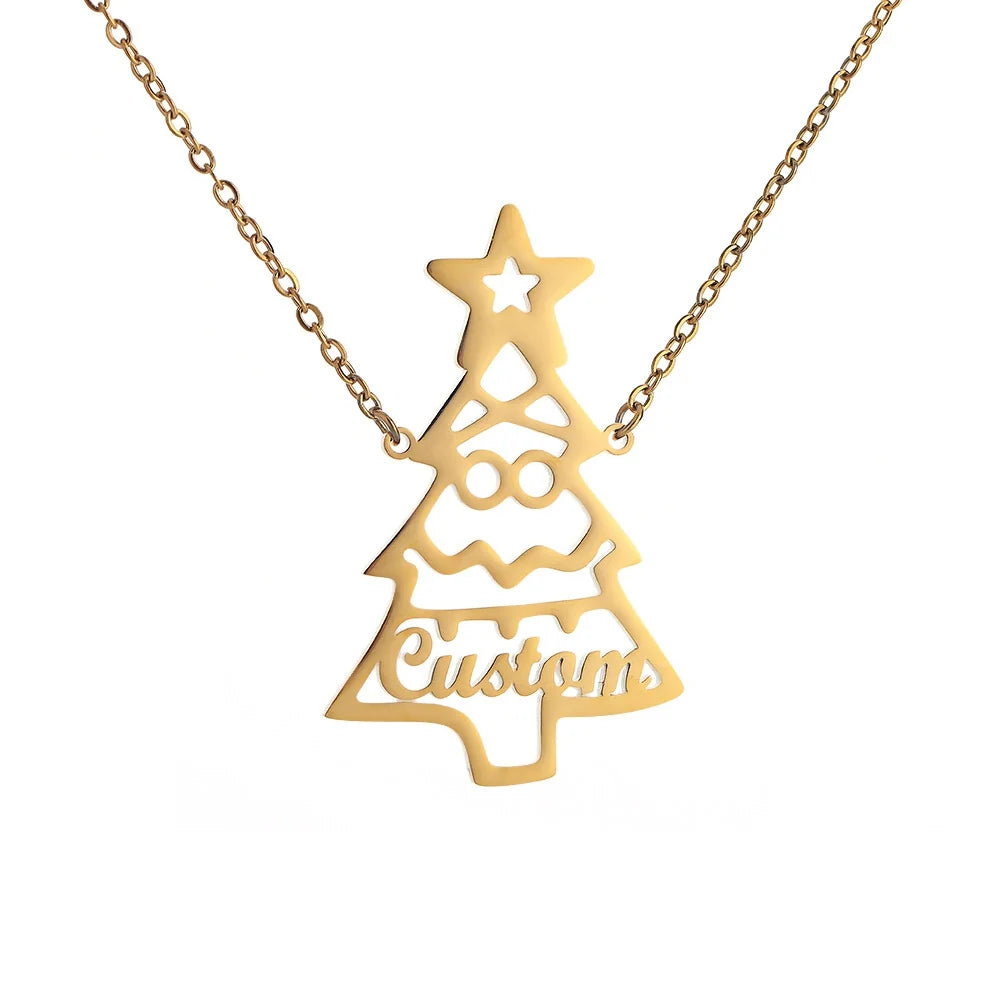 14K Gold Christmas Tree Necklace