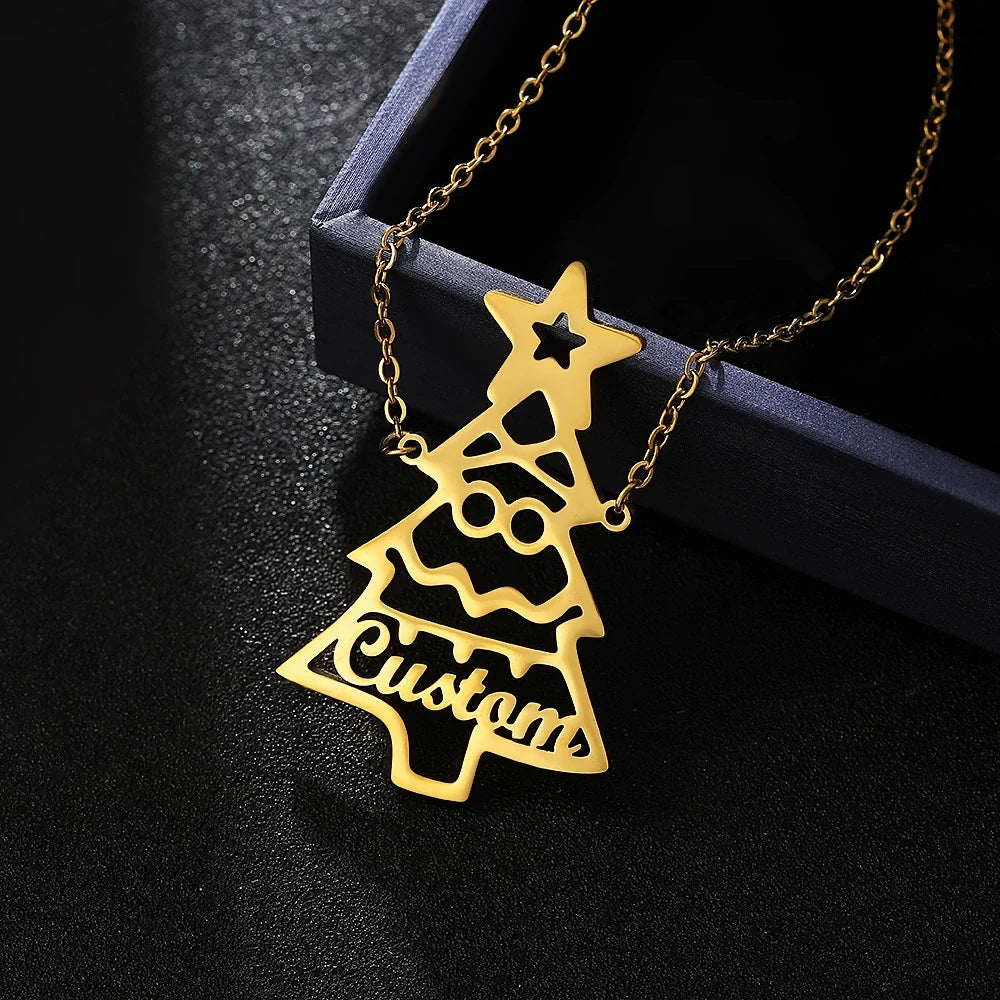 14K Gold Christmas Tree Necklace