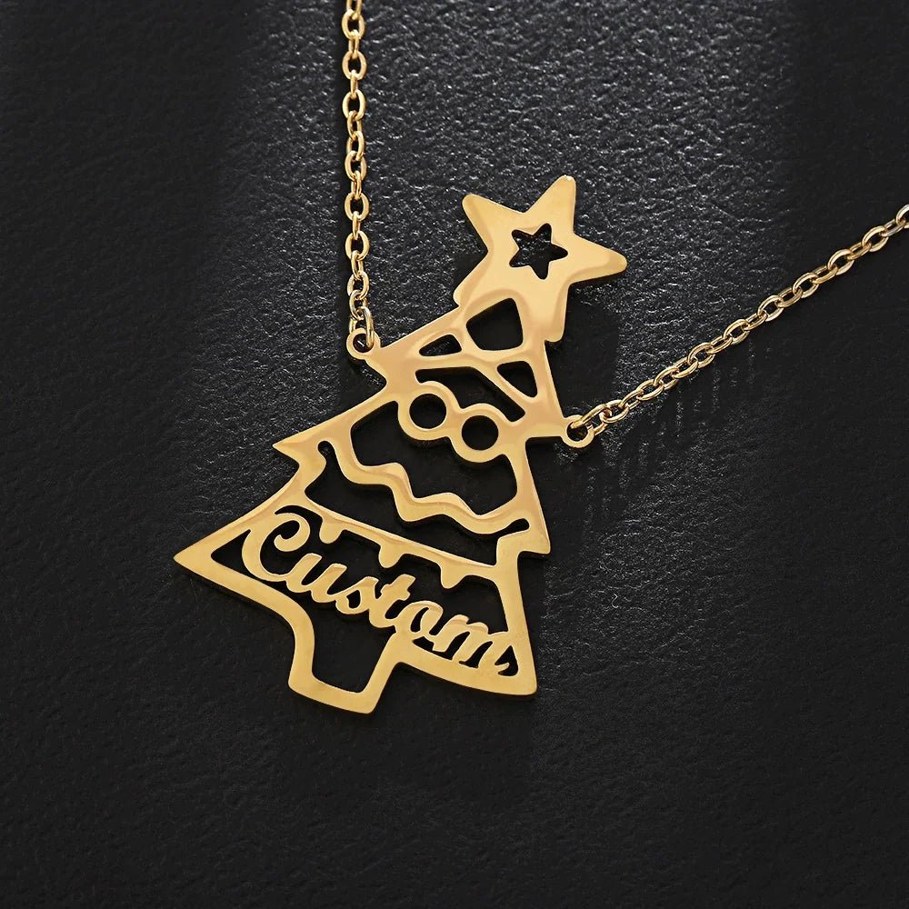 14K Gold Christmas Tree Necklace