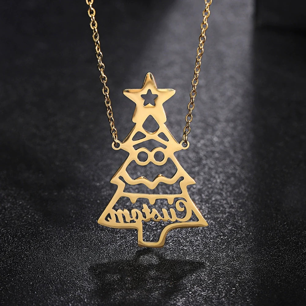 14K Gold Christmas Tree Necklace