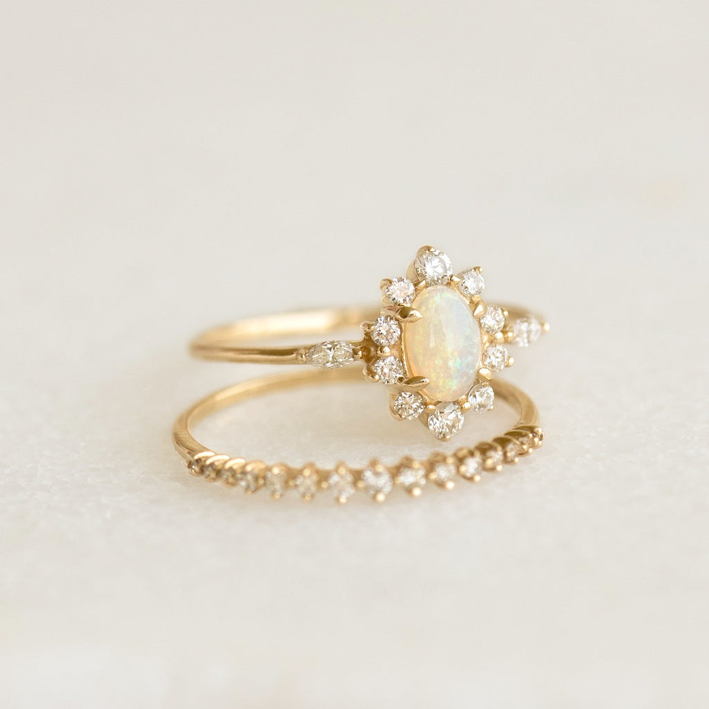 Sunburst Opal Halo Ring - Solana
