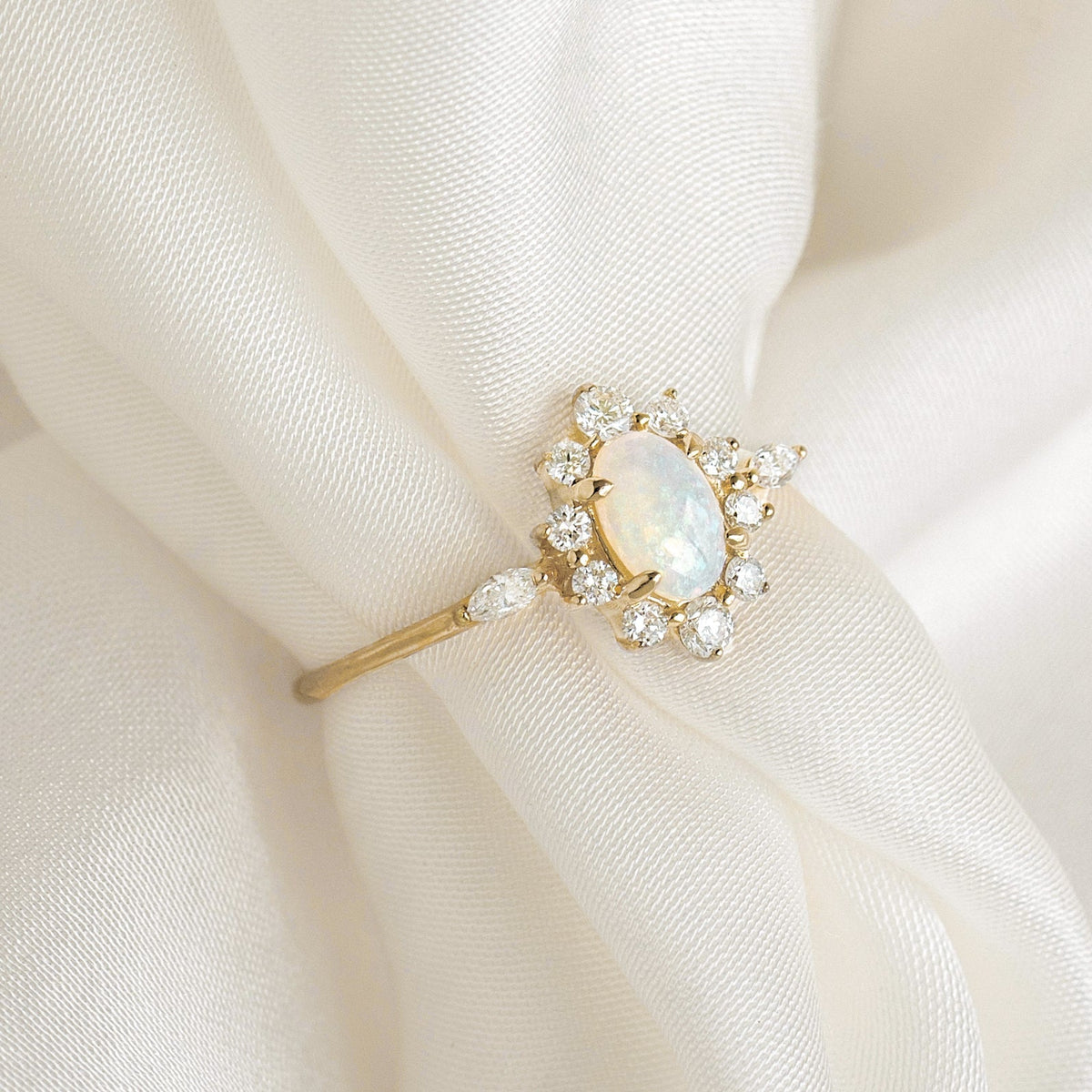 Sunburst Opal Halo Ring - Solana