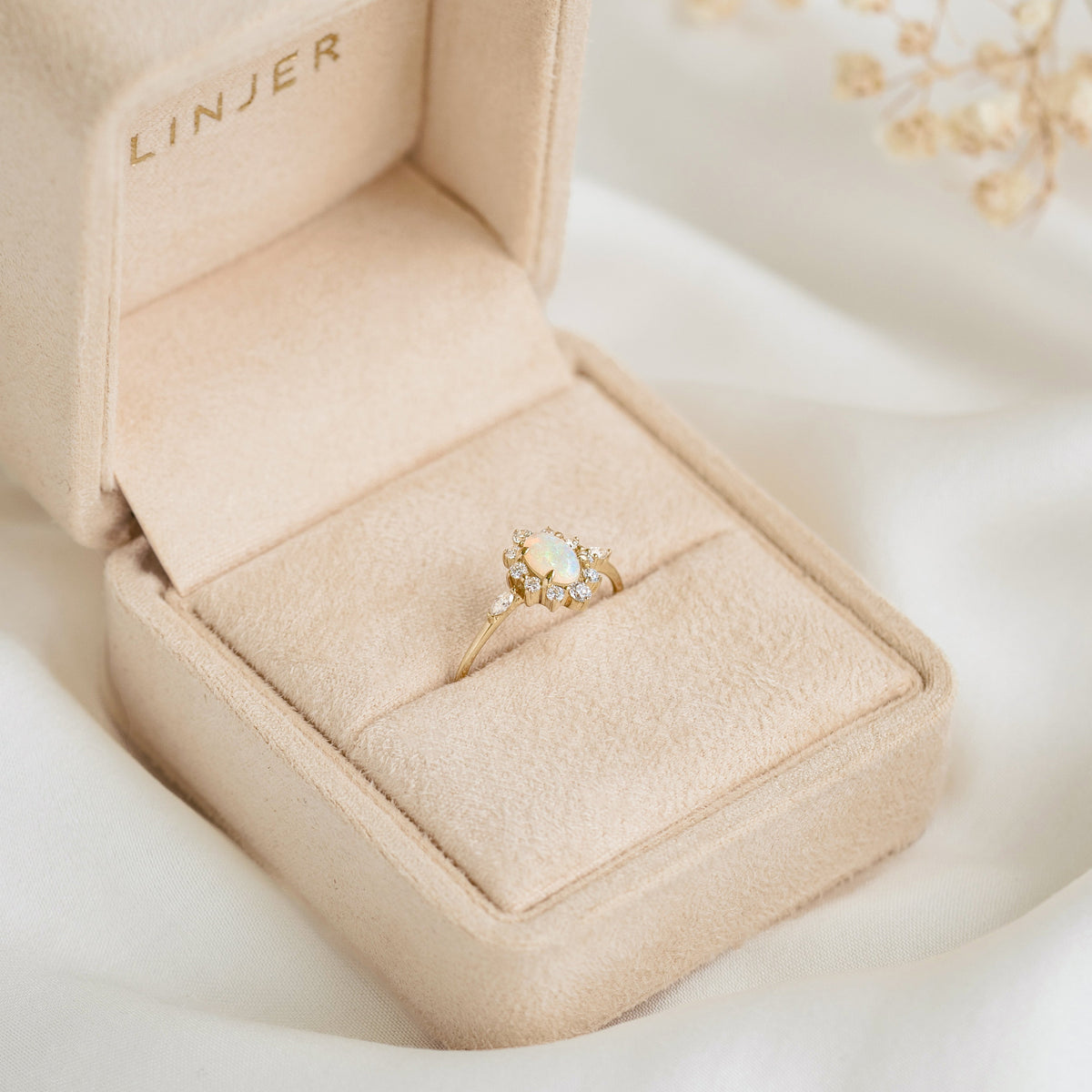 Sunburst Opal Halo Ring - Solana