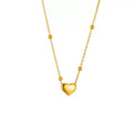 14K Gold Dainty Beaded Heart Necklace