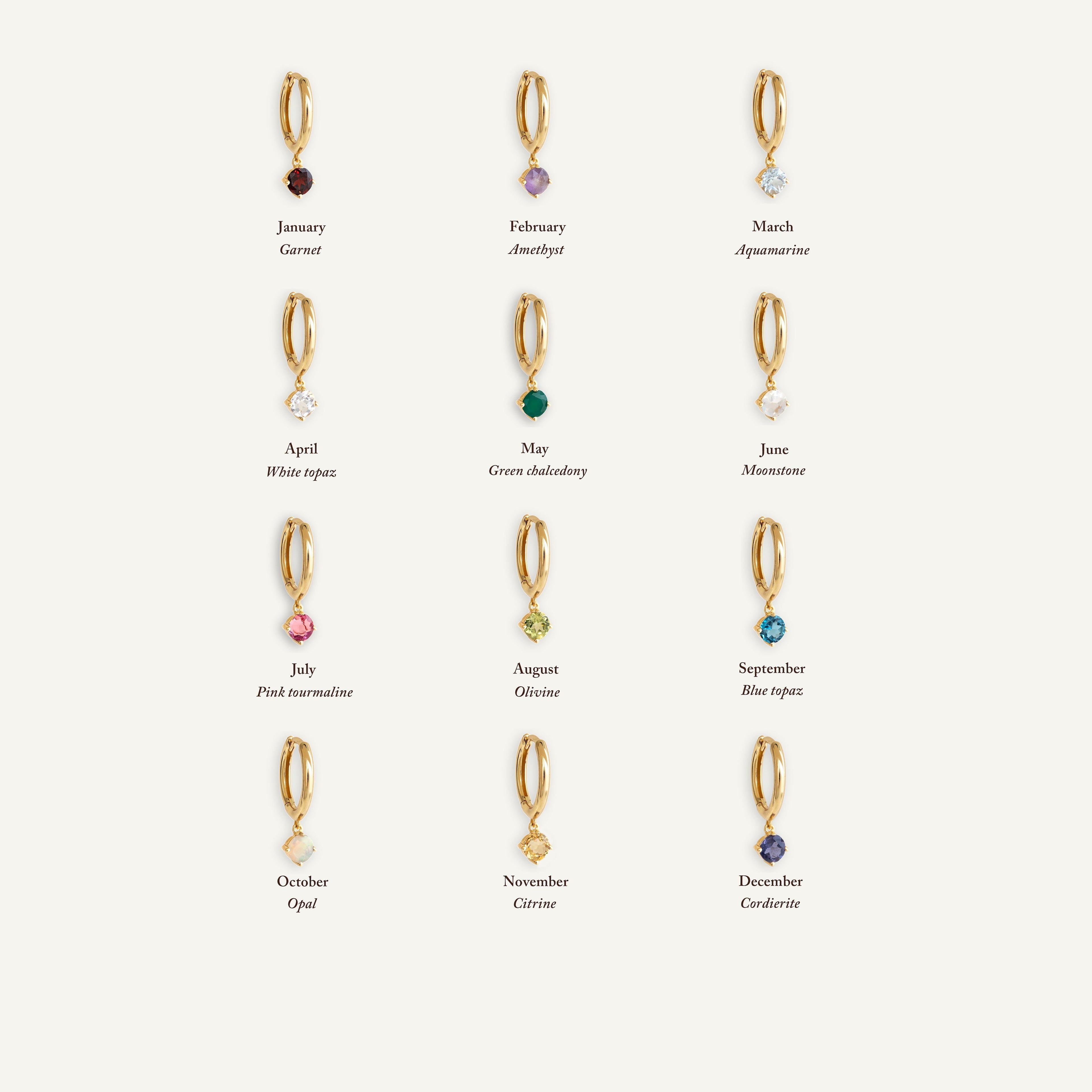 April Birthstone Drop Huggie Earrings - White Topaz