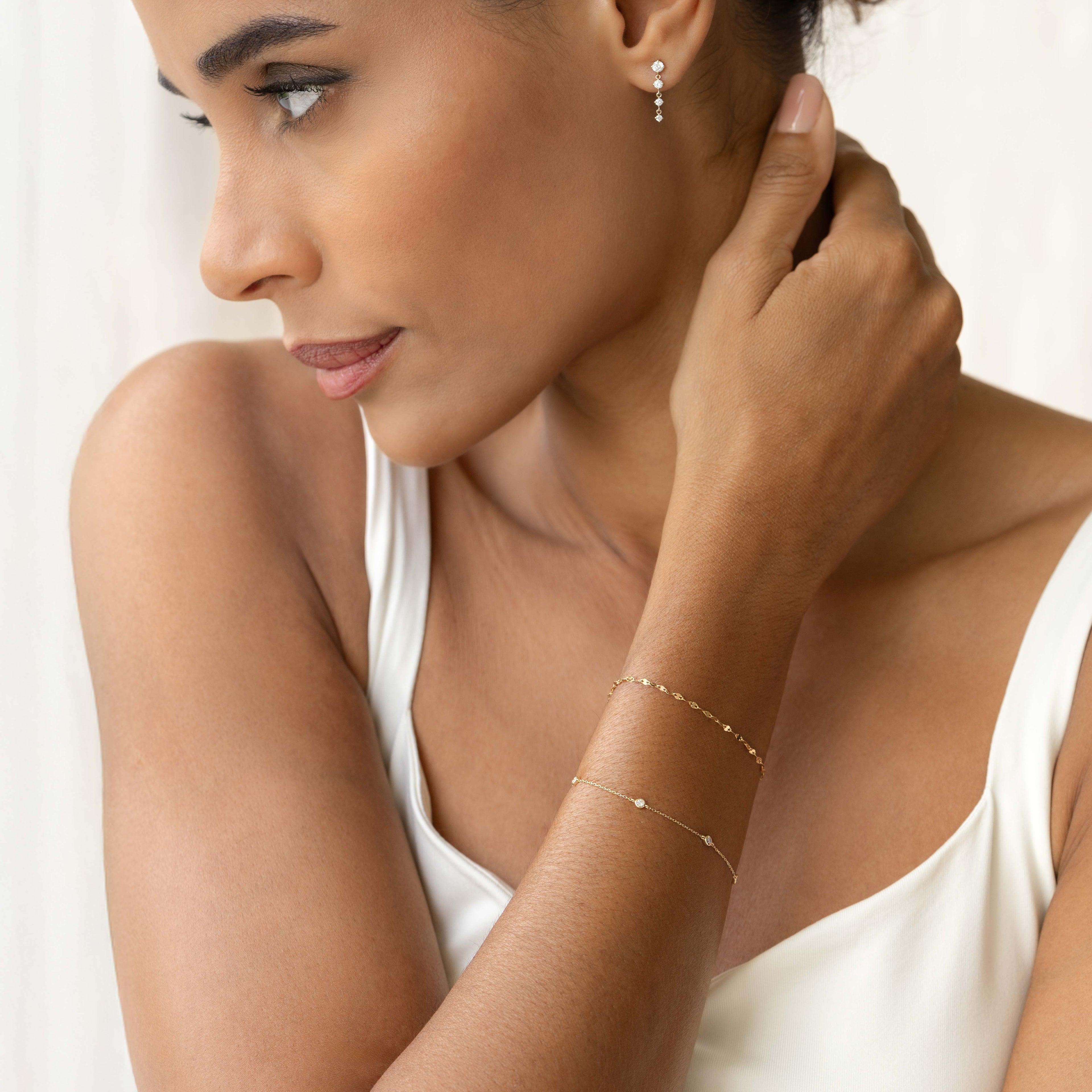 Bezel Set Diamond Bracelet 14k Gold - Vilda