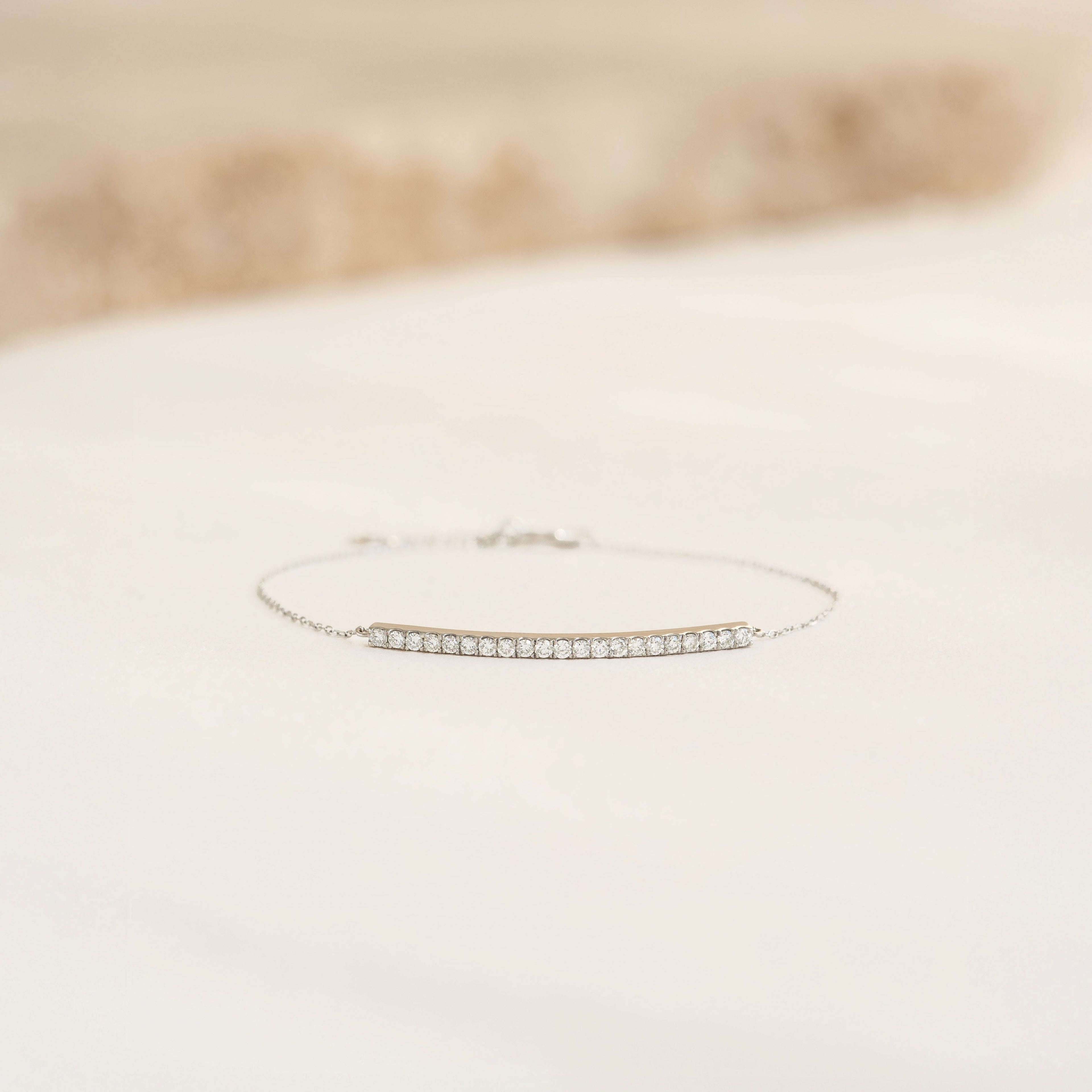 Diamond Curved Bar Bracelet White Gold - Vivienne