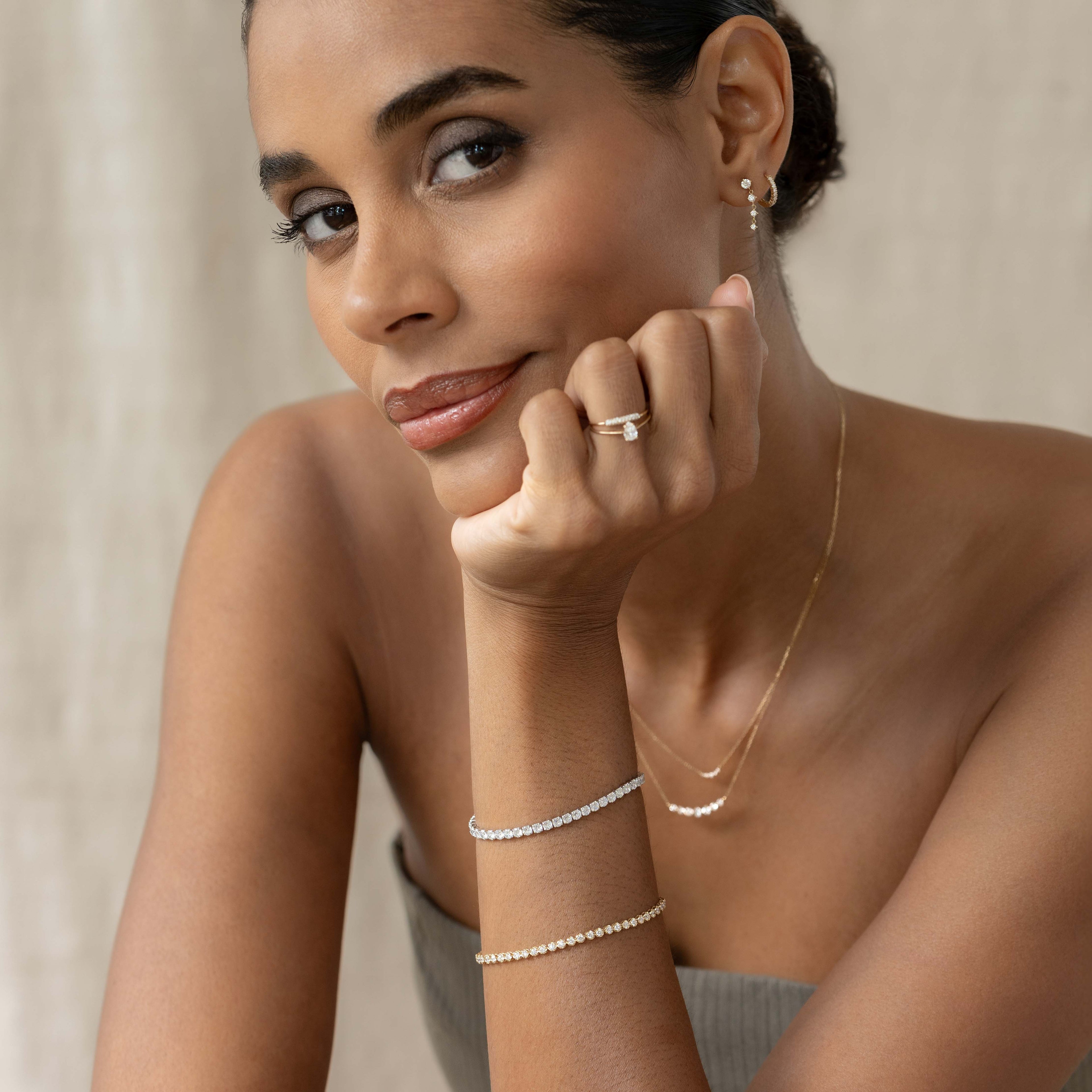 Diamond Drop Earrings 14k Gold - Helmi