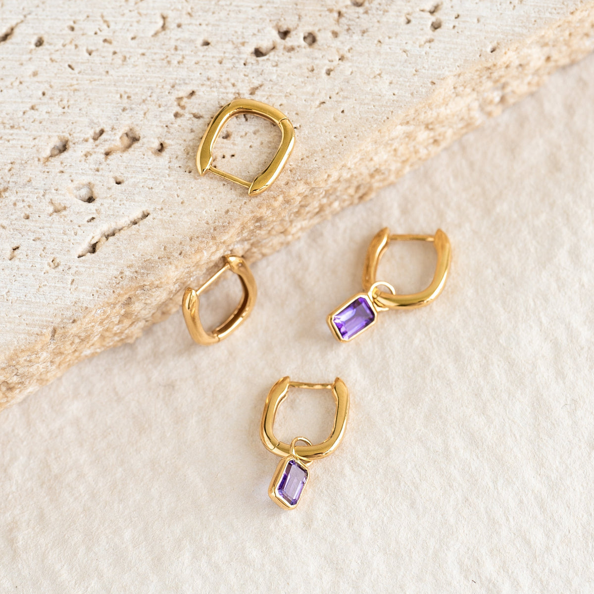 Square Huggie Earrings - Amelia