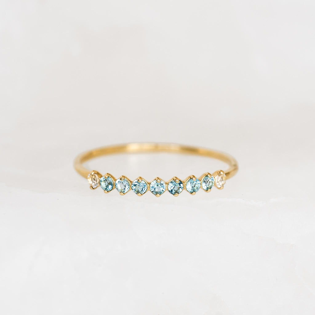 September Birthstone Ring 14k Gold - Ombre London Blue Topaz