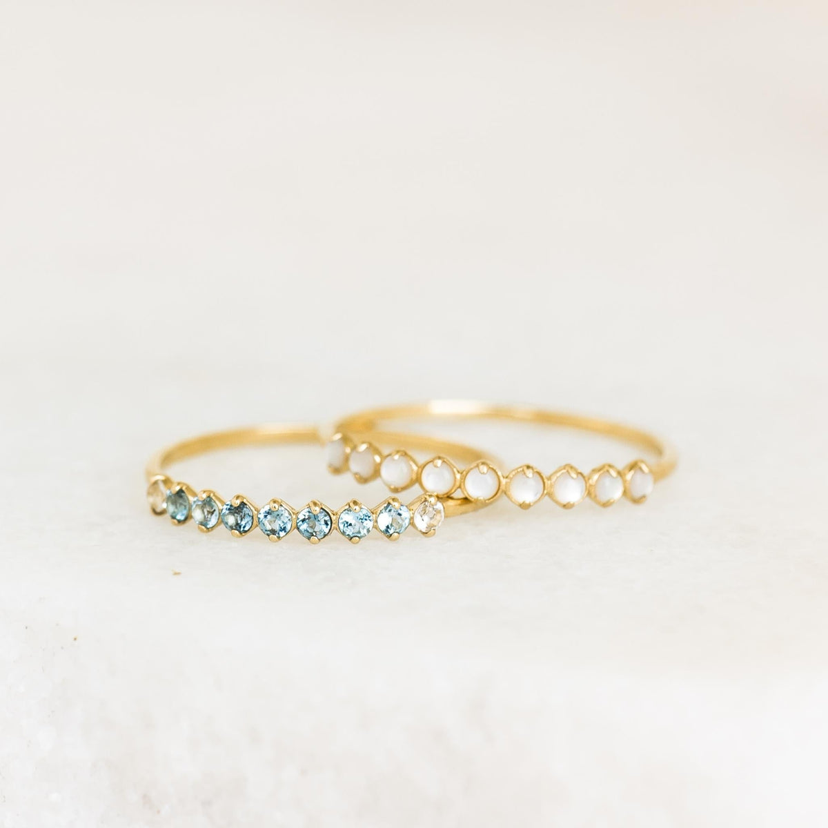 September Birthstone Ring 14k Gold - Ombre London Blue Topaz