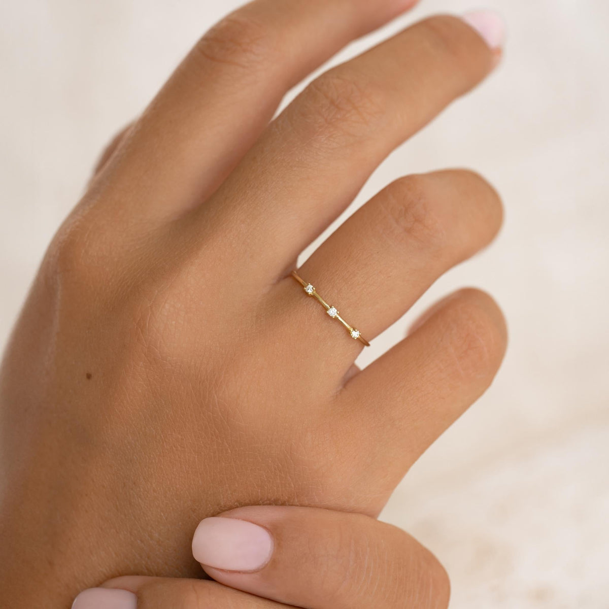 Three Stone Diamond Ring 14k Gold - Estelle