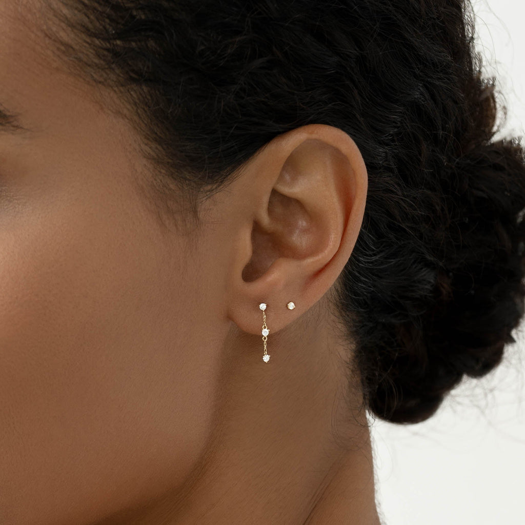 Diamond Drop Earrings 14k Gold - Alessia