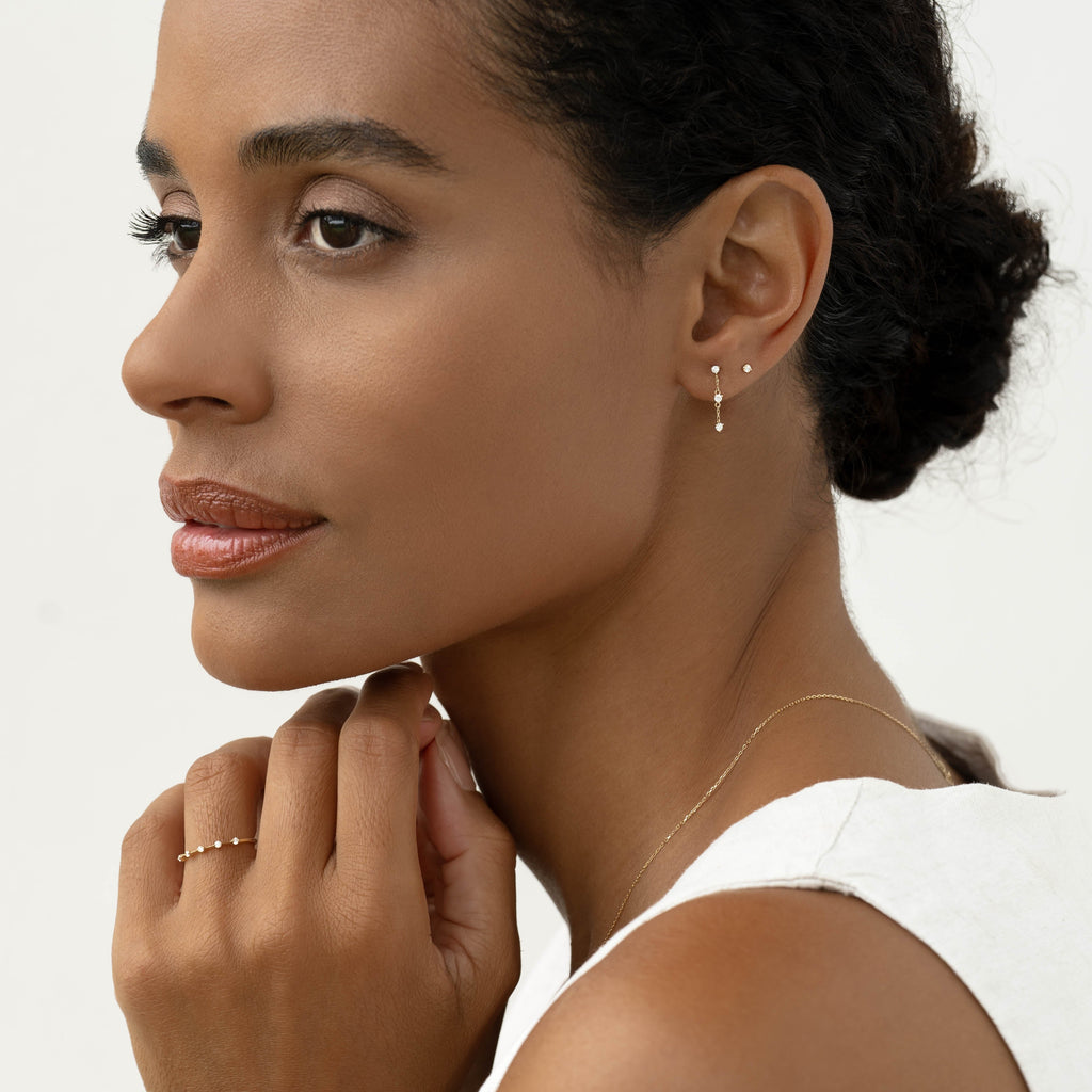 Diamond Drop Earrings 14k Gold - Alessia