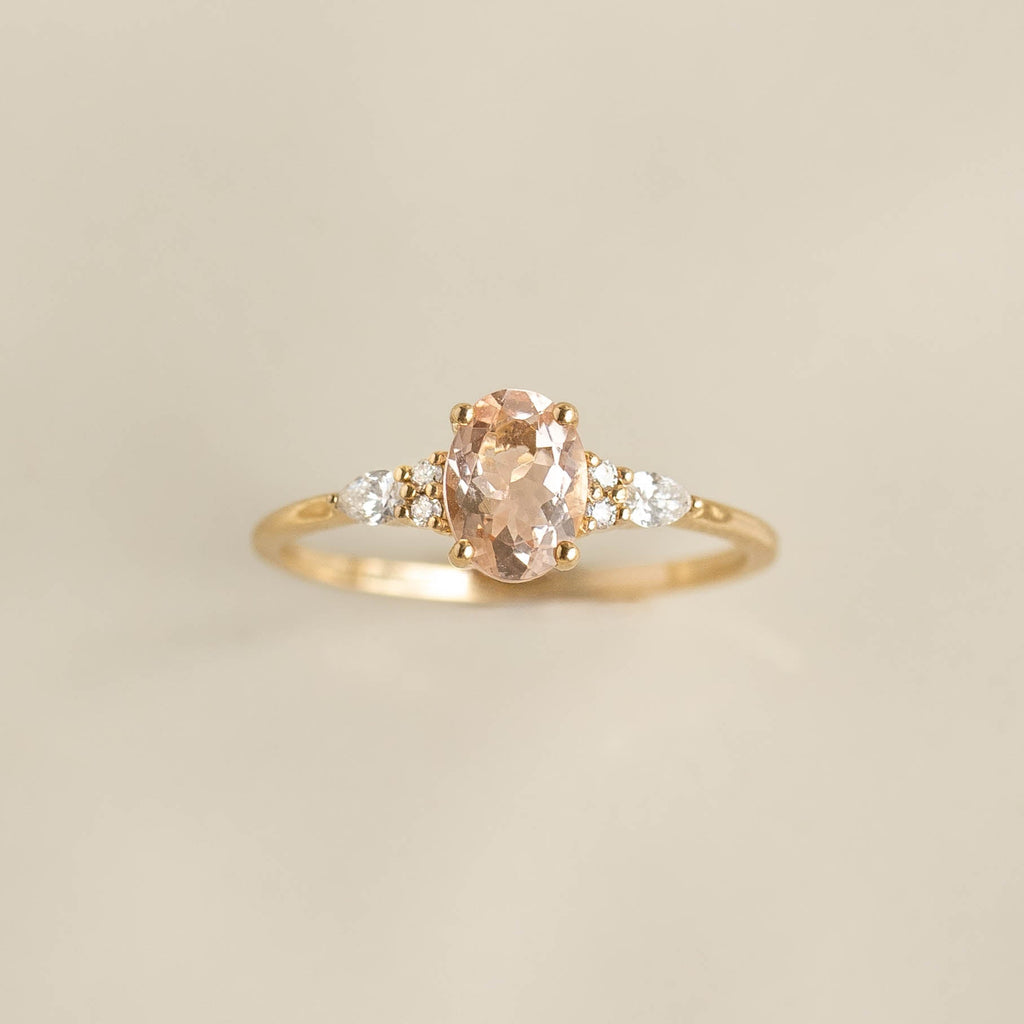 Morganite and Diamond Ring 14k Gold - Rochelle