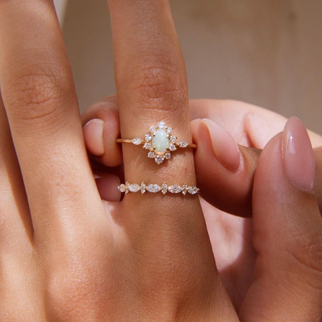 Sunburst Opal Halo Ring - Solana