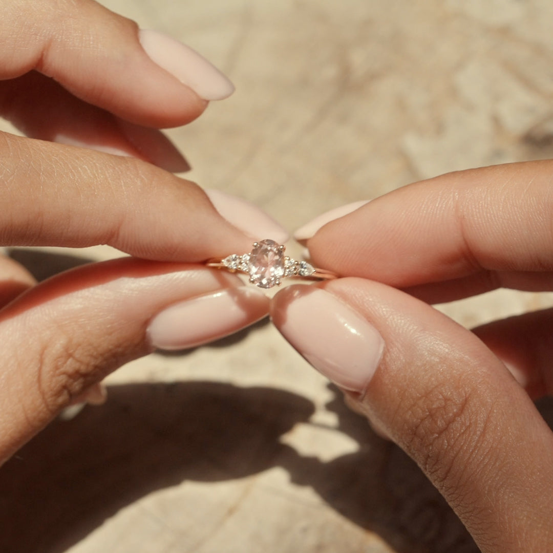 Morganite and Diamond Ring 14k Gold - Rochelle